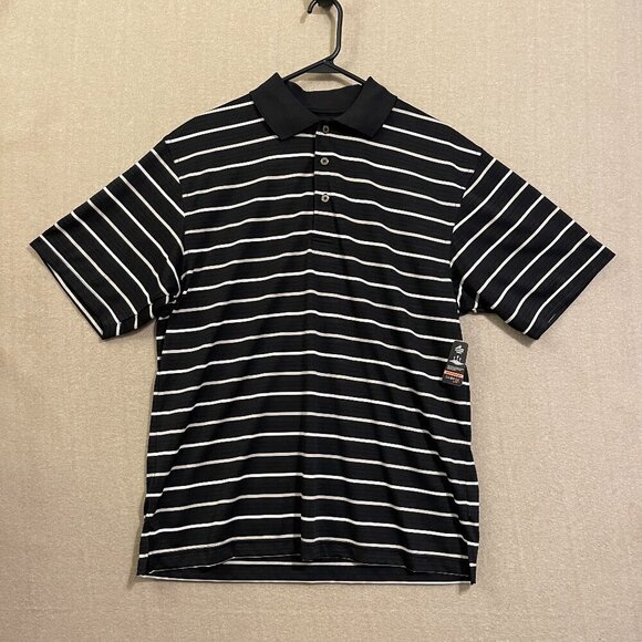 George Golf Polo Men's Medium Black & White Striped Short Sleeves - Picture 1 of 11